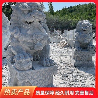祠堂墓地石狮子 手工雕刻 生动灵活 看门镇宅寺庙石摆件 精细雕刻