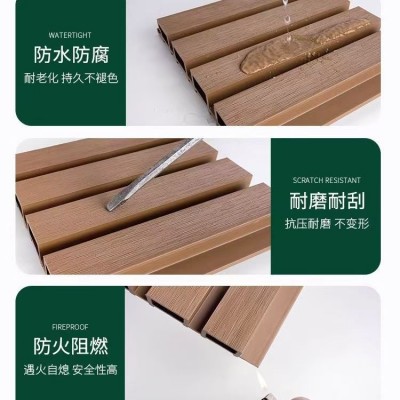 WPC塑木长城板护墙板庭院阳台围栏防晒防腐防水格栅装饰吊顶隔断图3