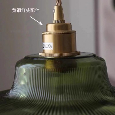 黄铜条纹玻璃吊灯北欧风餐厅吧台阳台酒吧咖啡厅个性极简单头吊灯图4