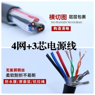 国标拖链电缆高柔性机器人软线TRVV2/3/4芯1.5/2.5平 方坦克链耐折图4