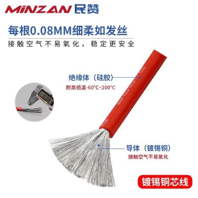 民赞特软硅胶线美标6/8/10/18/20awg锂电池汽车专用耐高温硅胶线图3