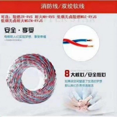 厂家批发国标铜芯阻燃+带屏蔽RVS-RVSP2芯-四芯家用 消防线图5