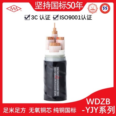 广东电缆AAA牌WDZB-YJY型号低烟无卤阻燃铜芯电线0.6/1kV厂家批发