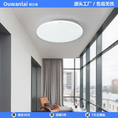 LED吸顶灯圆形超亮简约灯卧室灯阳台灯楼道工程灯面包灯 全白灯具