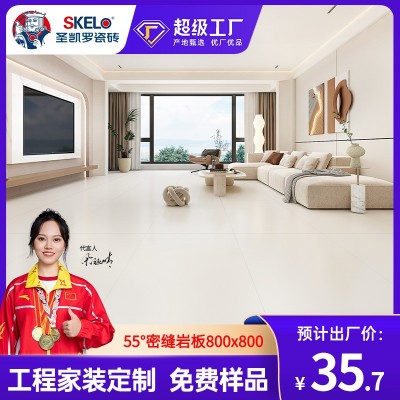 圣凯罗 55度超白胚天鹅绒奶油风柔光砖800x800瓷砖地砖客 厅地板砖