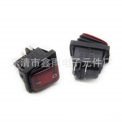 KCD4防水船型开关30A大电流4脚2档翘板开关红色带灯KCD2-21N-F图3