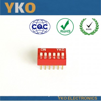 YKO拨码开关编码开关2.54直插红色开关5P6P7P8P高品质厂家直供