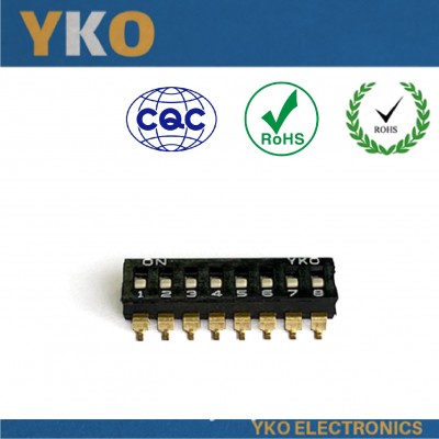 YKO原装拨码开关编码开关2.54贴片8P10P12P高品质厂家直供