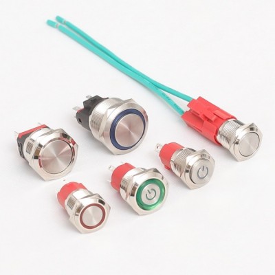 金属按钮开关20A大电流IP68防水16mm19mm22mm不锈钢可加工可配尾