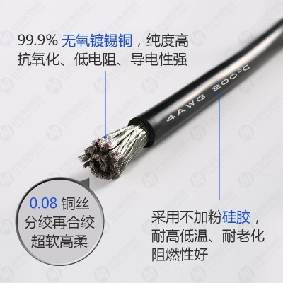 厂家供应特软硅胶线 锂电池航模新能源超柔软耐高温200度硅胶线图2