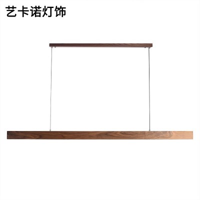 长条餐厅吊灯客厅北欧简约黑胡桃实木茶吧台办公室书房led吸顶灯图2