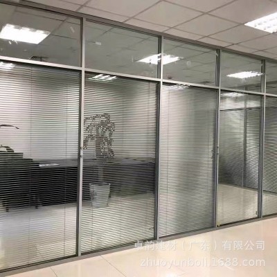 广州深圳办公室玻璃隔断铝合金双层钢化玻璃百叶隔音玻璃高隔断墙图2
