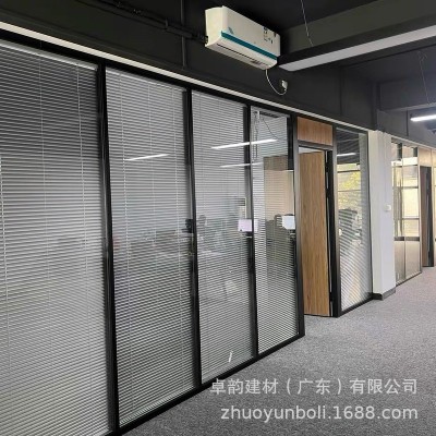 广州深圳办公室玻璃隔断铝合金双层钢化玻璃百叶隔音玻璃高隔断墙图3