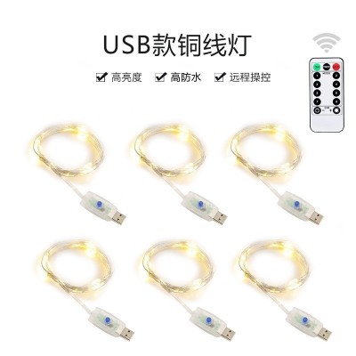 厂家直销8功能USB铜线灯串 圣诞装饰彩灯10米100灯遥控l ed铜丝灯图3