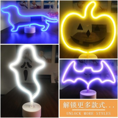新款霓虹造型灯 圣诞礼物火烈鸟独角兽彩虹usb小夜灯 LED霓虹灯图2