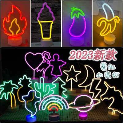 新款霓虹造型灯 圣诞礼物火烈鸟独角兽彩虹usb小夜灯 LED霓虹灯
