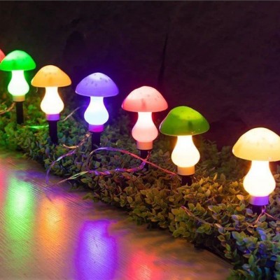 户外太阳能蘑菇灯串防水景观花园庭院灯LED灯圣诞节日彩灯地插灯图3