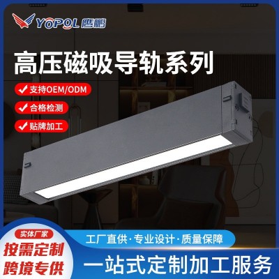 家用高压220V磁吸轨道灯无主灯嵌入式明装线形LED导轨射灯定制图2