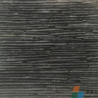 厂家直销黑色天然文化石流水板入户阳台水景墙石材刀口石山峰石图2