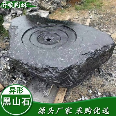 大型异形园林园景假山花园别墅庭院日式枯山水黑石野山石黑山石图2