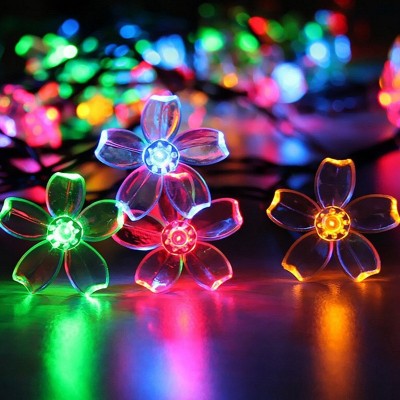 太阳能樱花灯串户外防水庭院节日led灯氛围桃花圣诞节花朵 装饰灯