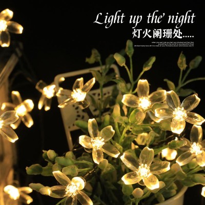 太阳能樱花灯串户外防水庭院节日led灯氛围桃花圣诞节花朵 装饰灯图2