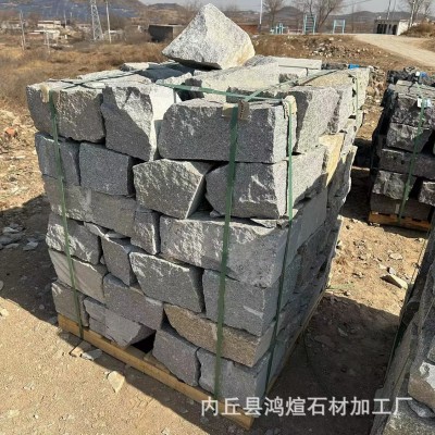 花岗岩青石块天然垒墙石厂家批发复古老石块花园景观黄色砌墙石头图3