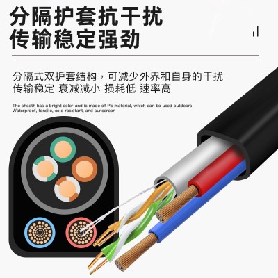 室外网线无氧铜4芯网络监控综合线复合线五类户外带电源一体线图4