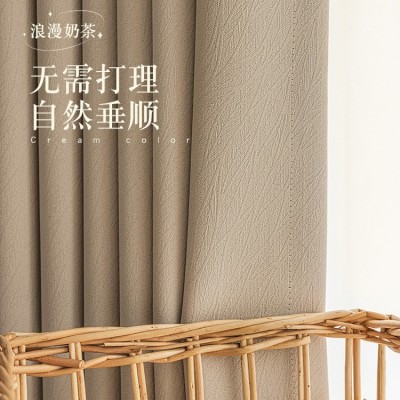 送定型芝士羊绒雪尼尔提花高遮光窗帘布新中式窗帘卧室飘窗帘成品图3
