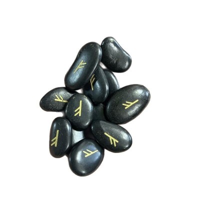 烫金卢恩字符刻字鹅卵石抛光亮面刻厂家批发烫金刻字卵石卢恩字母图5