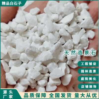 天然白石子造景铺面石子水磨石用碎石颗粒园林造景枯山水白石子