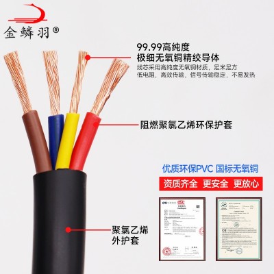 国标RVV护套线2芯3芯1 2.5 4 6平方电源控制线无氧铜 芯电线软电缆图3