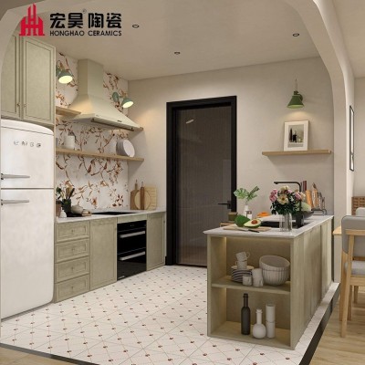 法式阳台猫爪小花砖300卫生间浴室瓷砖民宿餐厅连锁店400小地砖图3