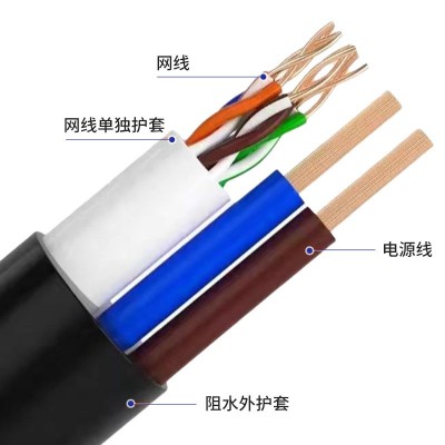 厂家批发室外带电网络电源线监控延长线二合一电源线摄像头监控线图2