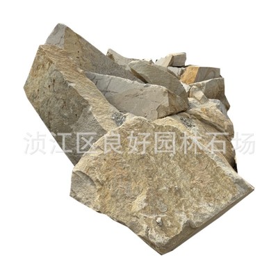 石墙柏坡黄不规则园林原石铺路石庭院垒墙石造景鱼池假山景观工程图4
