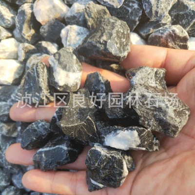 灰色砾石铺路水洗石枯山水磨石造景装饰沙石园林石米黑色尖角碎石图2