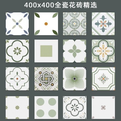 北欧清新小花砖400卫生间花砖阳台拼花地板砖小清新黑白厨房花片