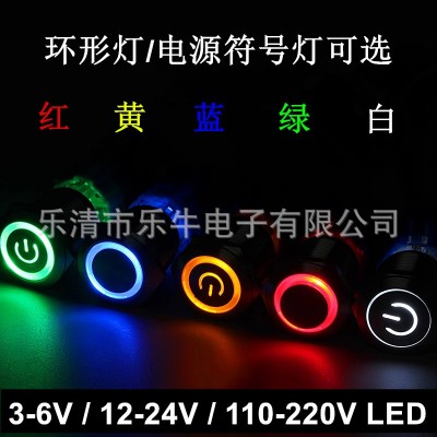 25MM金属按钮开关 自锁自复 高头平头 不锈钢带灯开关 长/短款图3