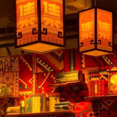中式小吊灯中国风仿古餐厅实木羊皮灯创意火锅店过道走廊吧台灯具图4