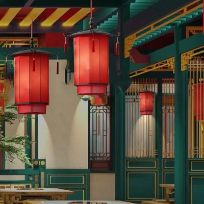 中式室外防水庭院走廊吊灯屋檐下餐厅火锅店古建筑门头门口串联灯图3