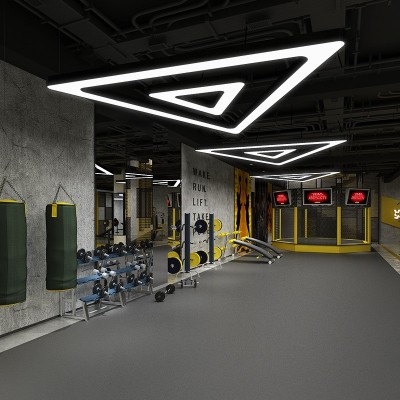 创意个性LED三角形吊灯办公室健身房网咖工业风造型工程拼接灯具图2