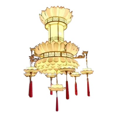 寺庙寺院佛堂荷花大吊灯宫殿佛前东南亚古建筑庙宇教堂莲花复古灯图4