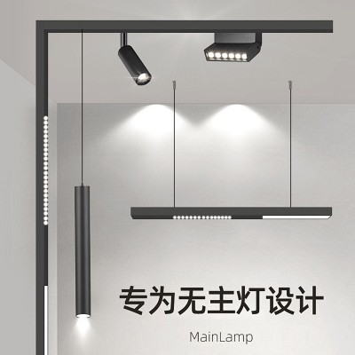 LED无主灯智能家用嵌入式暗装明装客厅照明预埋黑色48V磁吸轨道灯图3