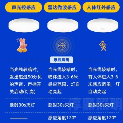 感应LED雷达感应吸顶灯走廊楼梯智能吸顶灯人体声控感应吸顶灯图2