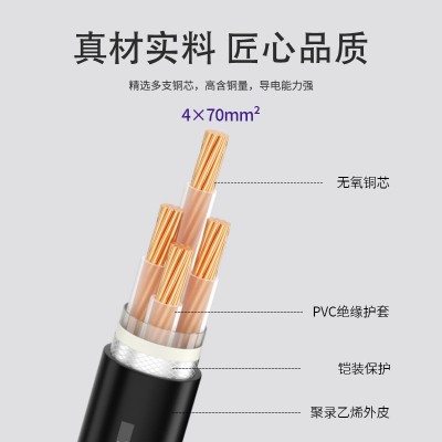 广缆YJV22 4*70 4*95平方四芯电缆线 国标纯铜芯YJ V低压电力电缆图3