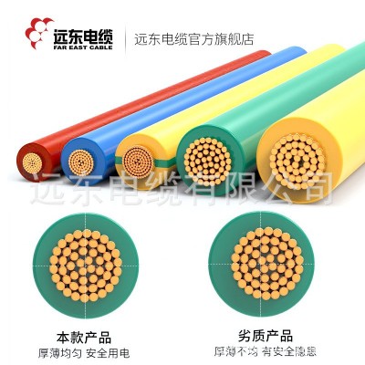 远东电缆电线1.5/2.5/4/6平方国标铜芯家装硬/软线单芯 插座照明线图5