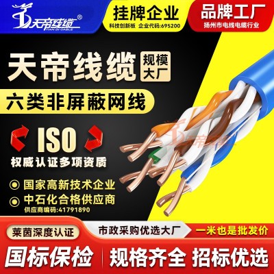 厂家直销天帝六类非屏蔽网线网络监控双绞线无氧铜千兆300m线缆