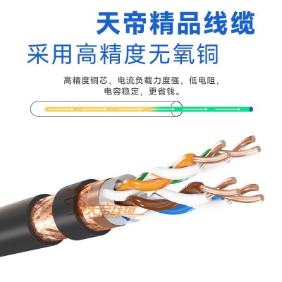 天帝双屏蔽网线8芯0.5平方室外通讯信号线缆无氧铜千兆宽带 网络线图2