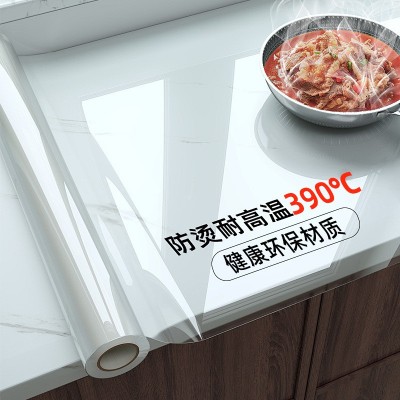 PVC台面保护膜大理石石英石灶台耐高温防烫防水防油厨房贴纸批发图2
