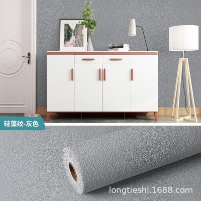 墙贴3d立体压纹软包墙纸亚麻布纹自粘家用加厚防撞纯色泡沫壁纸图5